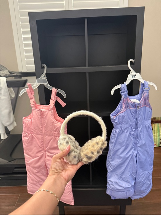 Carter's Other - 3T Pink and Purple Snow Bibs with Ear Muffs